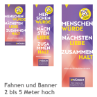 5 Fahnen und Banner Hochformate „Für alle. Mit Herz und Verstand“, zum Download