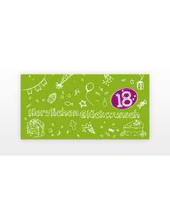 Glückwunschkarten zum 18. Geburtstag - GRÜN – 10er-Bündel inkl. Aufkleber
