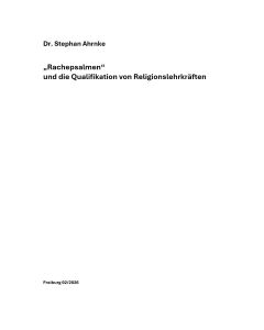 „Rachepsalmen“ und die Qualifikation von Religionslehrkräften