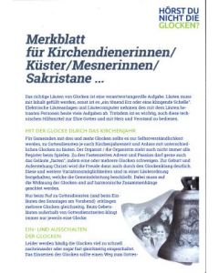 Merkblatt für Kirchendienerinnen/Küster/Mesnerinnen/sakristane....