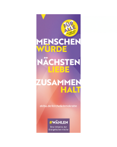 5 Fahnen und Banner Hochformate „Für alle. Mit Herz und Verstand“ zum Download