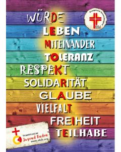  Postkarten mit Aufkleber Demokratie für Jugendarbeit Konfi und Schulen